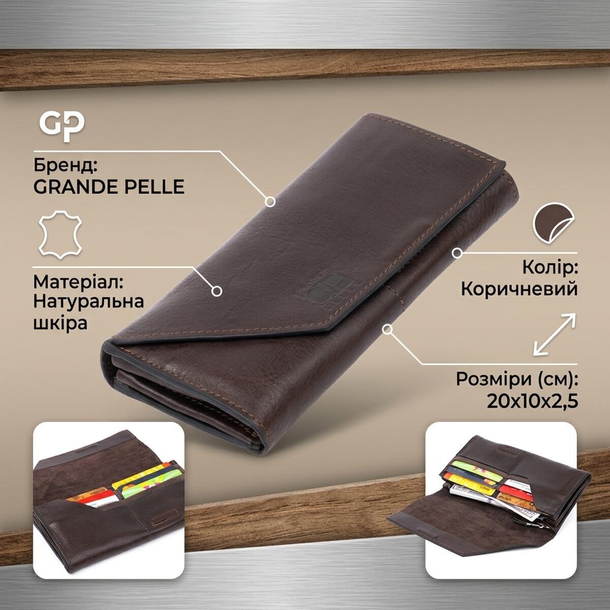 Кошелек мужкой кожаный Grande Pelle 11460 коричневый фото3