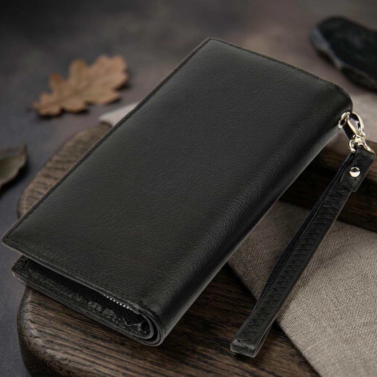 Гаманець шкіряний St Leather 11511 чорний фото4