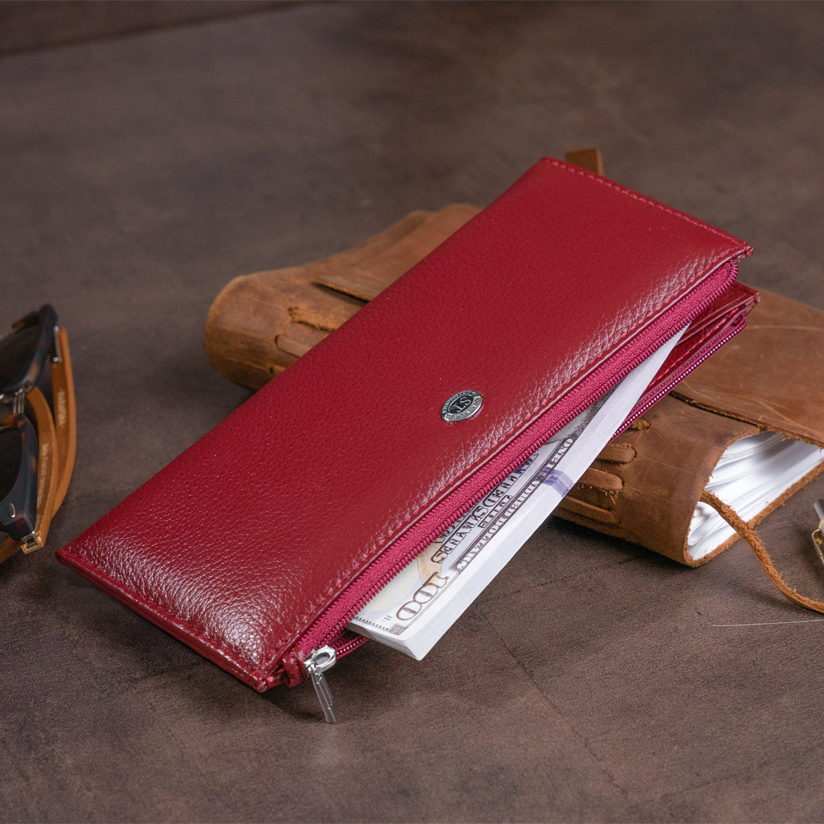 Кошелек женский кожаный St Leather 14295 бордовый фото14