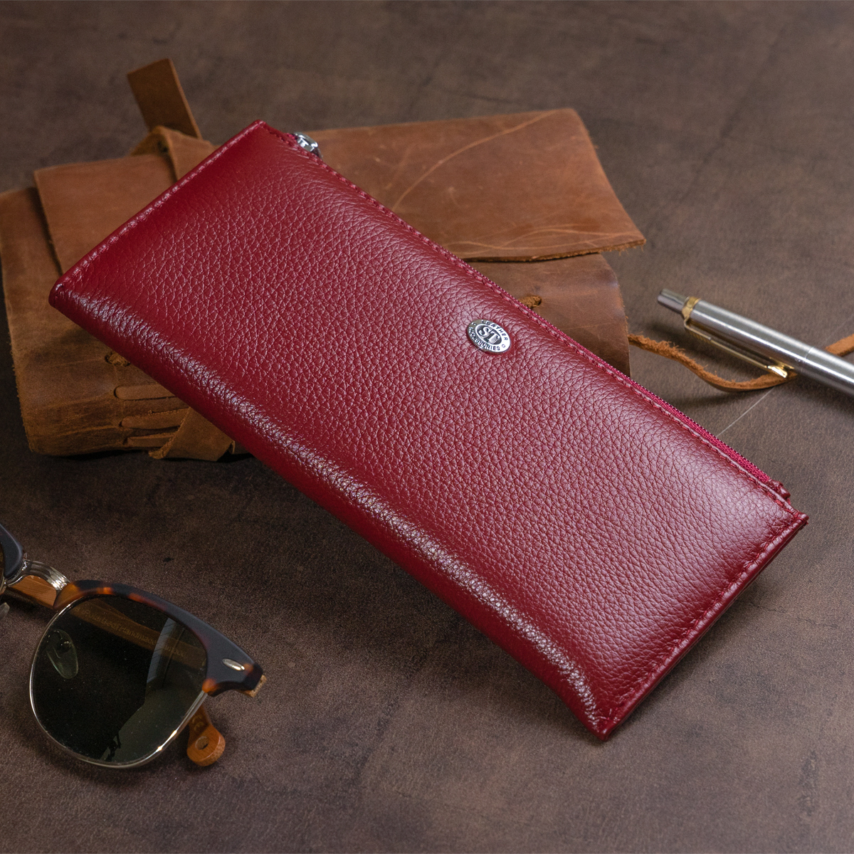 Кошелек женский кожаный St Leather 14295 бордовый фото15