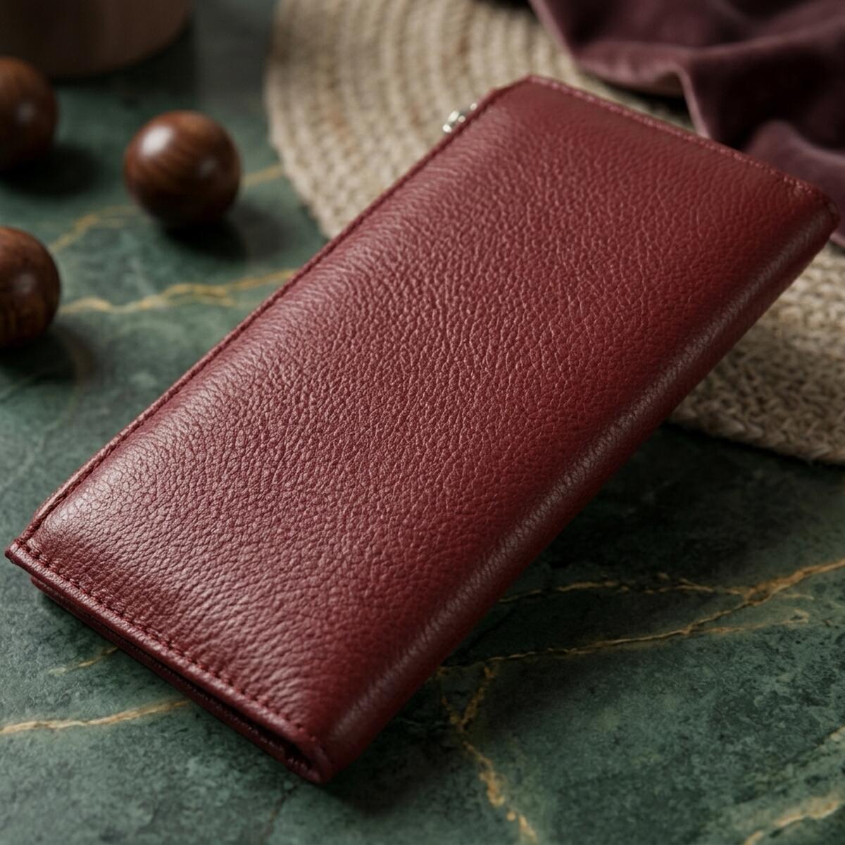 Гаманець жіночий шкіряний St Leather 11519 темно-червноий фото4