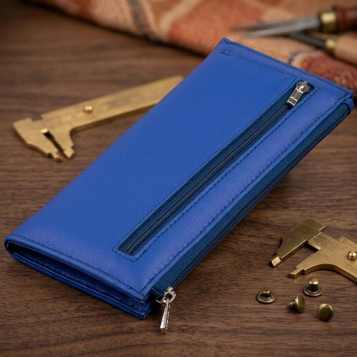 Кошелек кожаный St Leather 20420 синий фото4