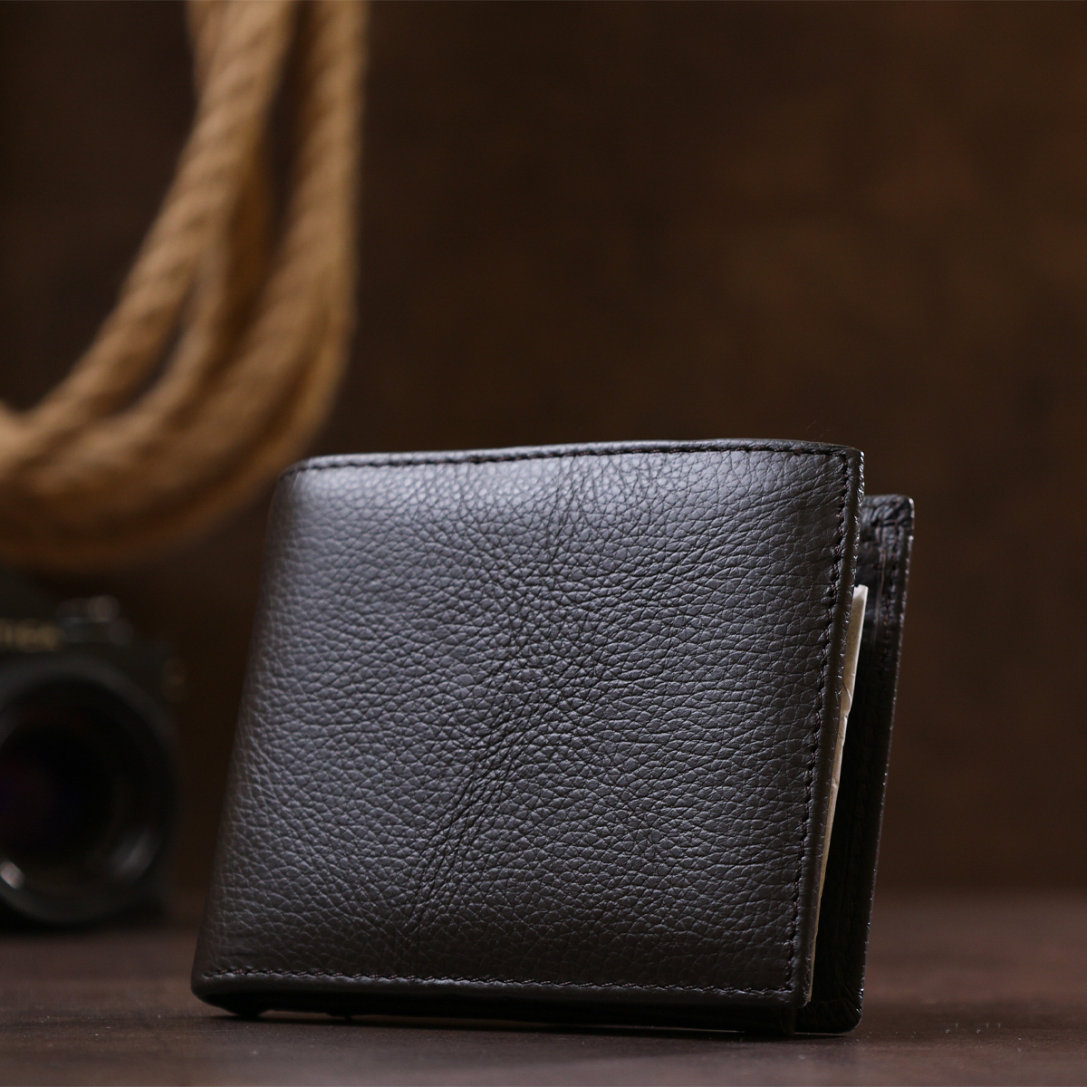 Кошелек мужкой кожаный Vintage 16507 коричневый фото12