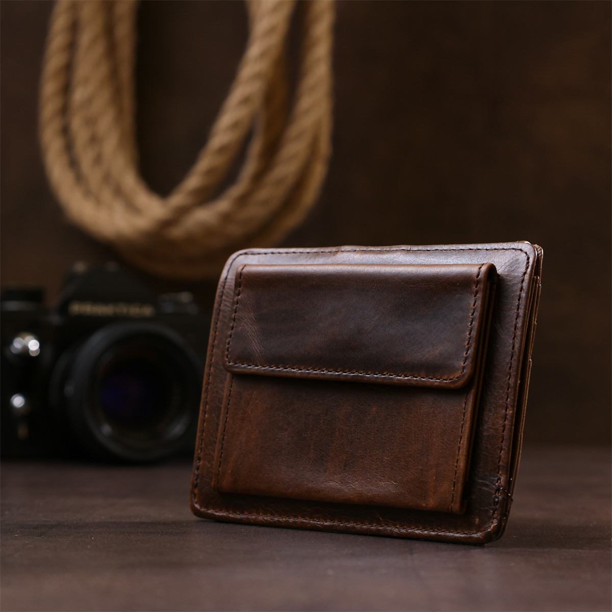 Кошелек мужкой кожаный Vintage 16514 коричневый фото12