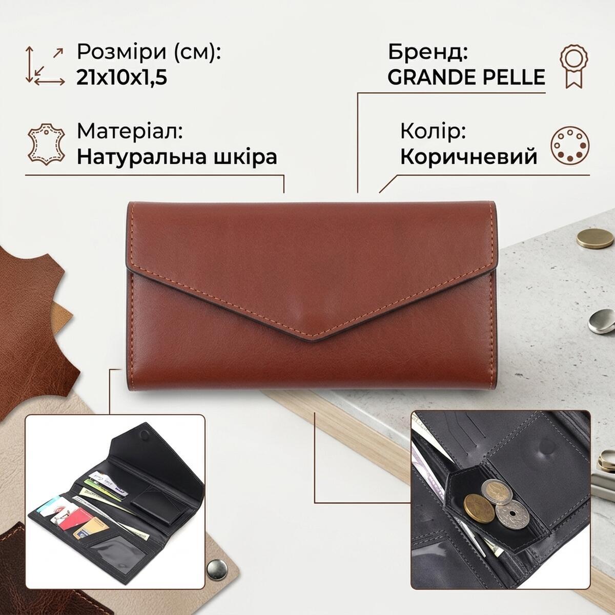 Кошелек мужкой кожаный Grande Pelle 21086 коричневый фото2