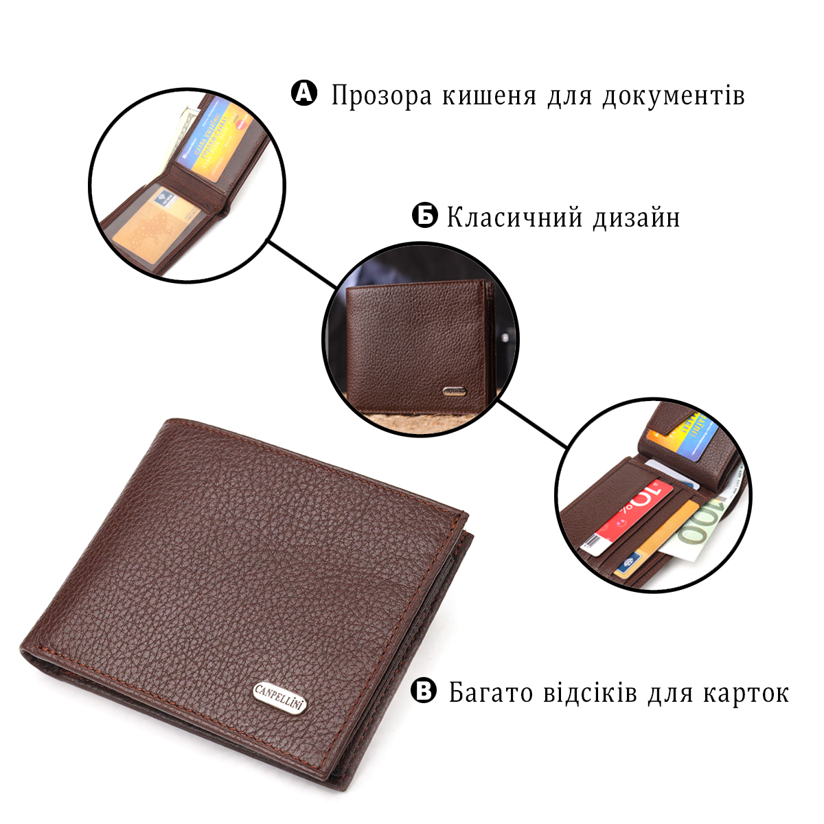 Кошелек мужкой кожаный Canpellini 21647 коричневый фото8