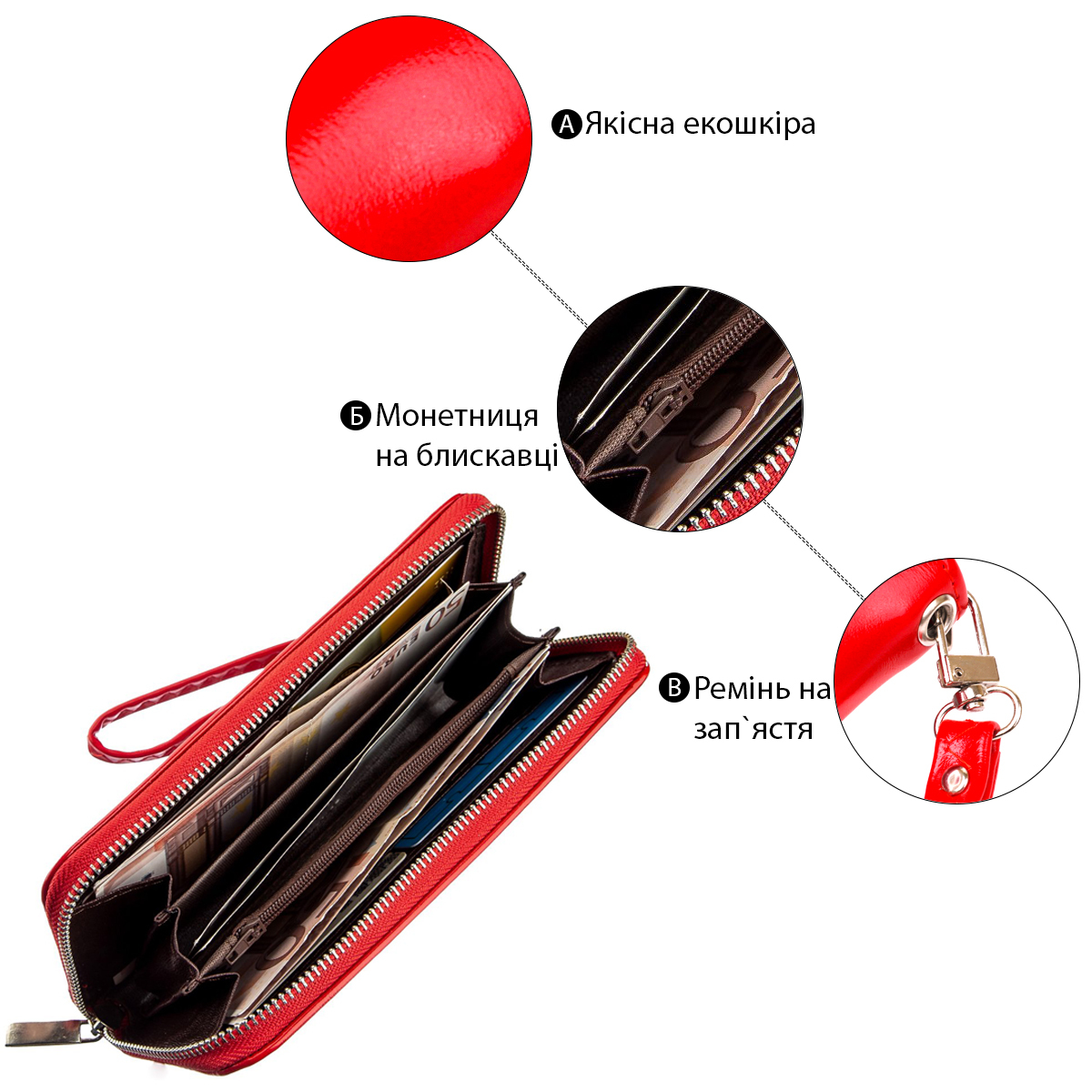 Гаманець жіночий Kivi 18959 червоний фото5