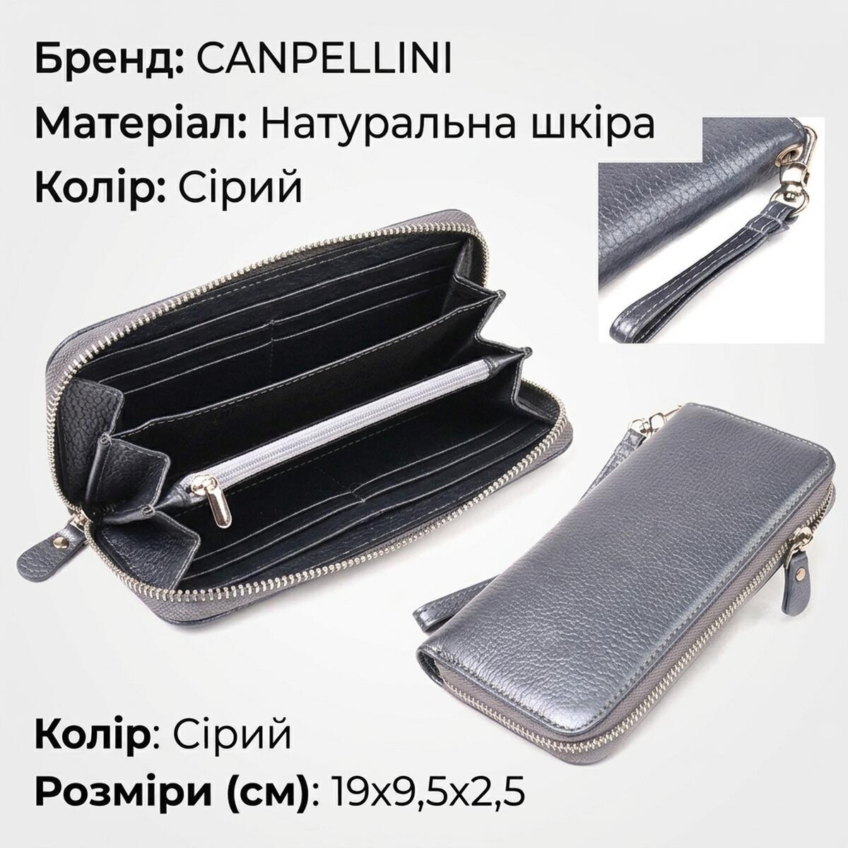 Кошелек женский кожаный Canpellini 21677 серый фото3