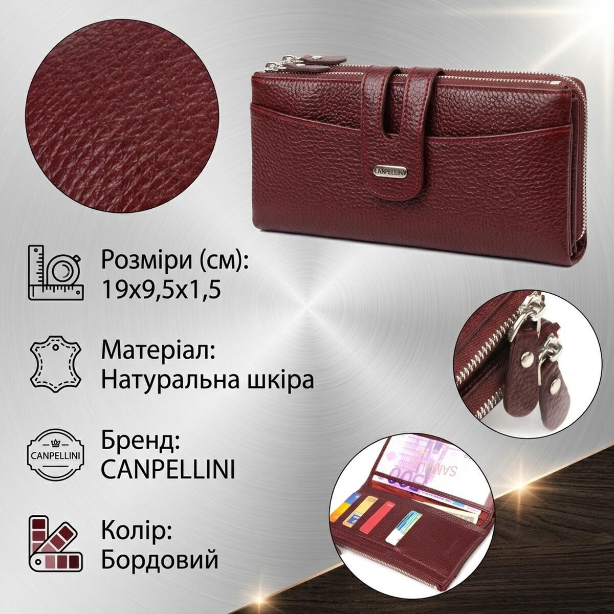 Гаманець жіночий шкіряний Canpellini 21690 бордовий фото3