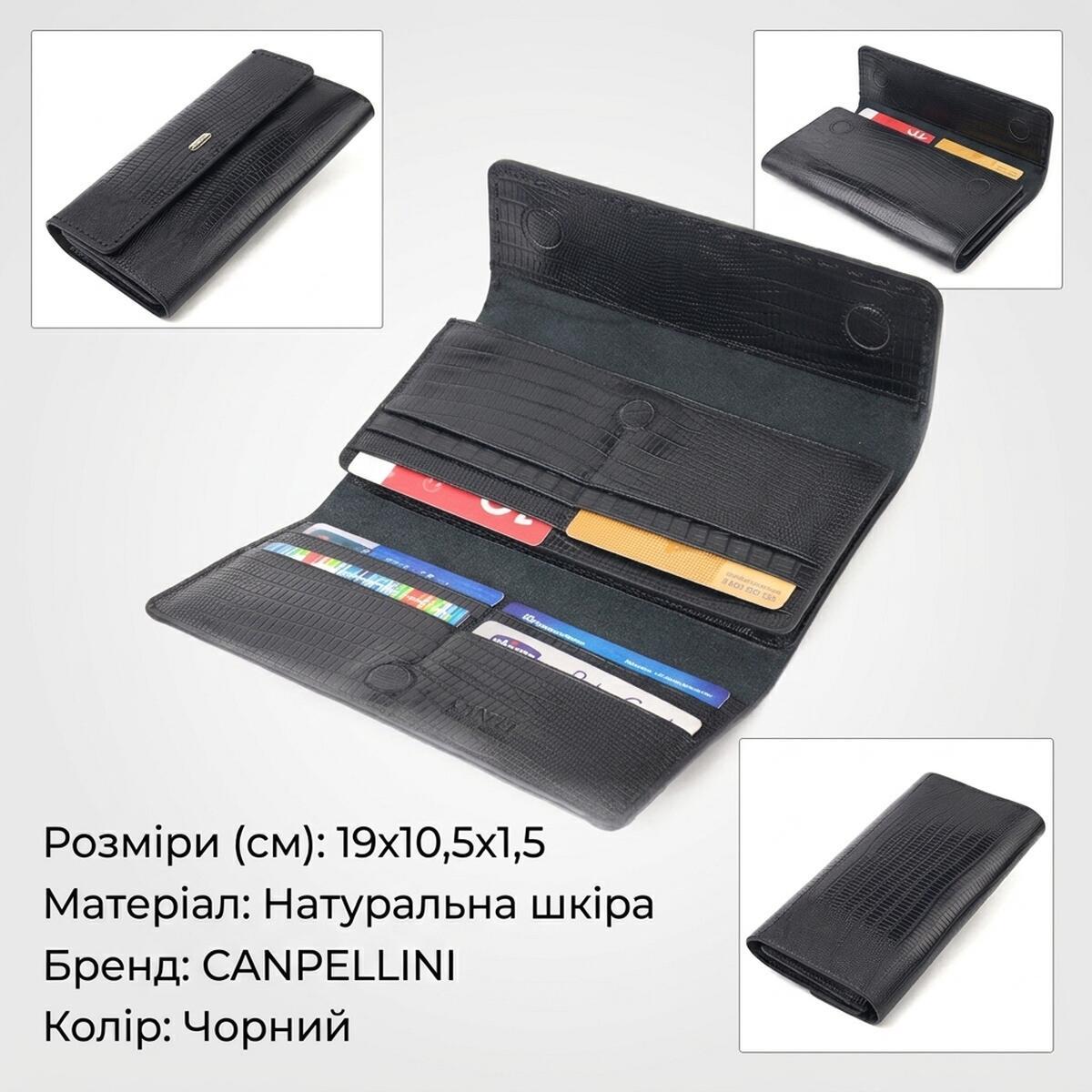 Гаманець жіночий шкіряний Canpellini 21717 чорний фото3
