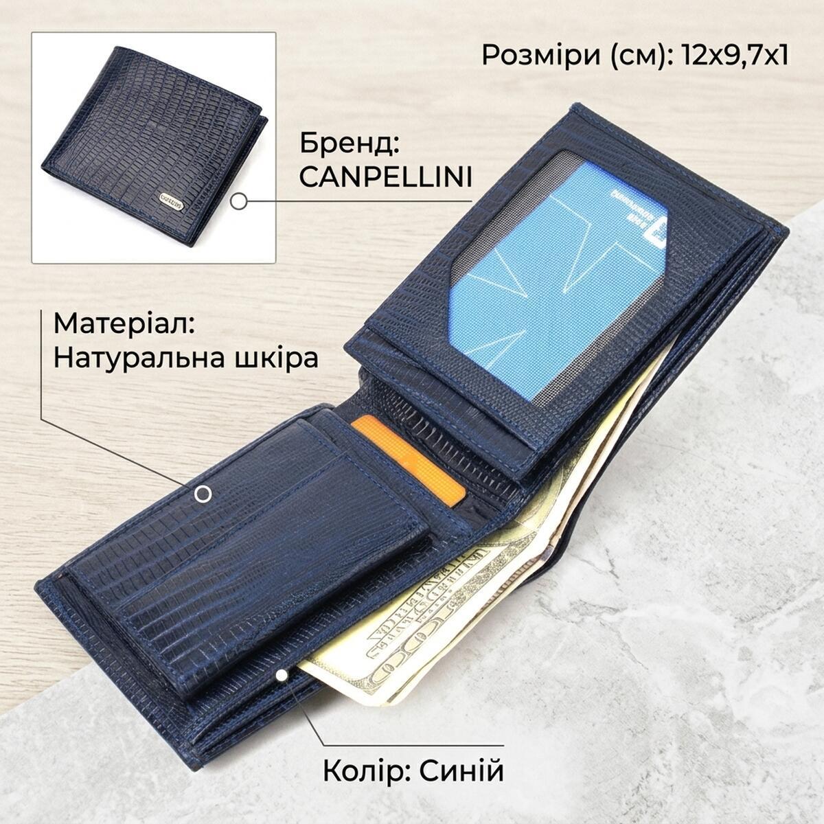 Гаманець чоловічий шкіряний Canpellini 21811 синій фото3