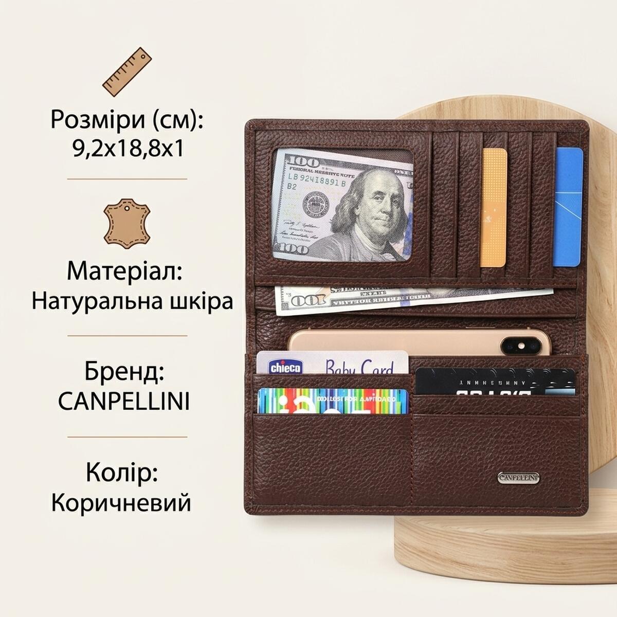 Кошелек мужкой кожаный Canpellini 21972 коричневый фото2