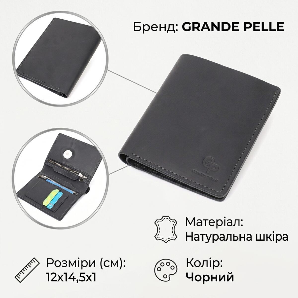 Кошелек мужкой кожаный Grande Pelle 19466 черный фото2