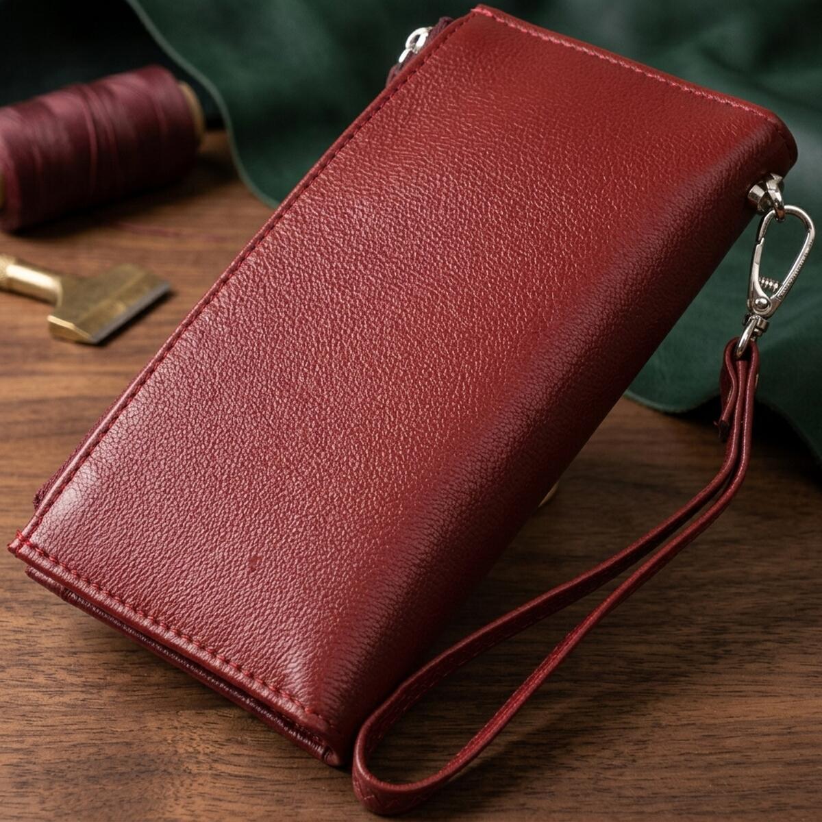 Кошелек женский кожаный St Leather 19485 бордовый фото4