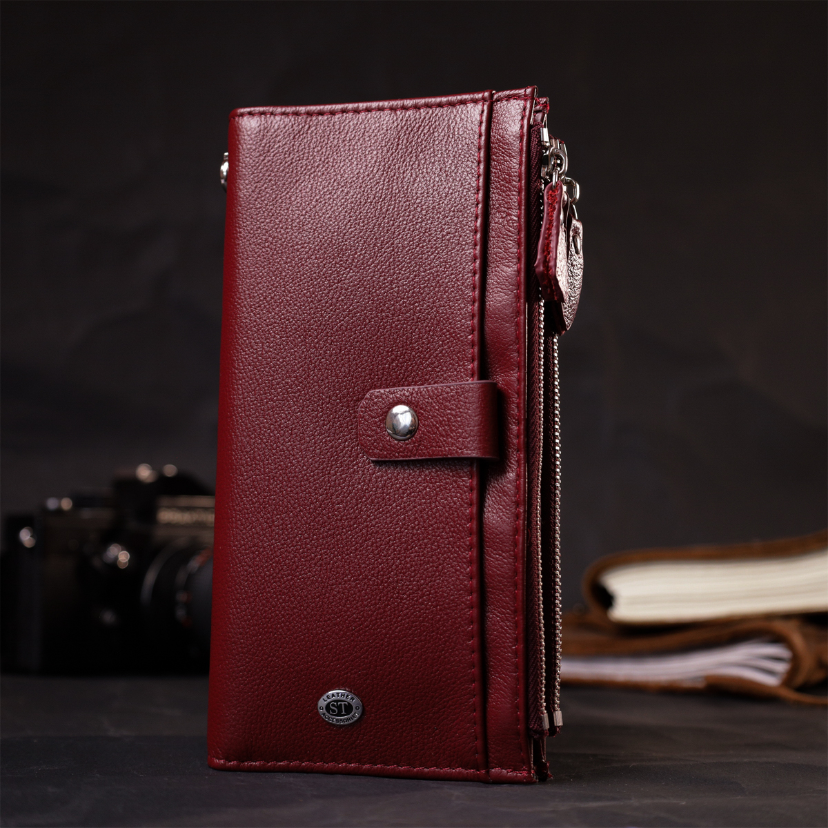 Кошелек женский кожаный St Leather 19485 бордовый фото13