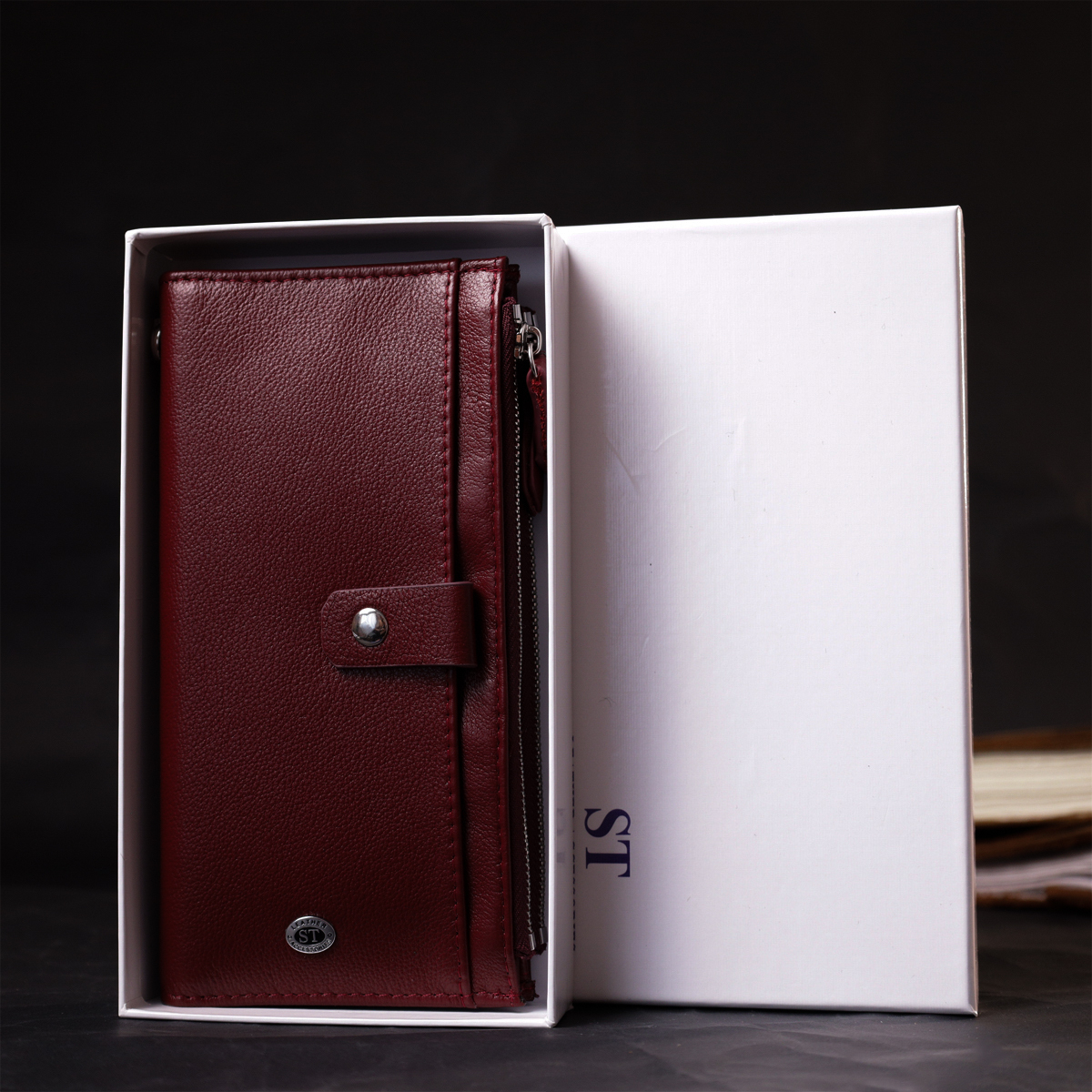 Кошелек женский кожаный St Leather 19485 бордовый фото15