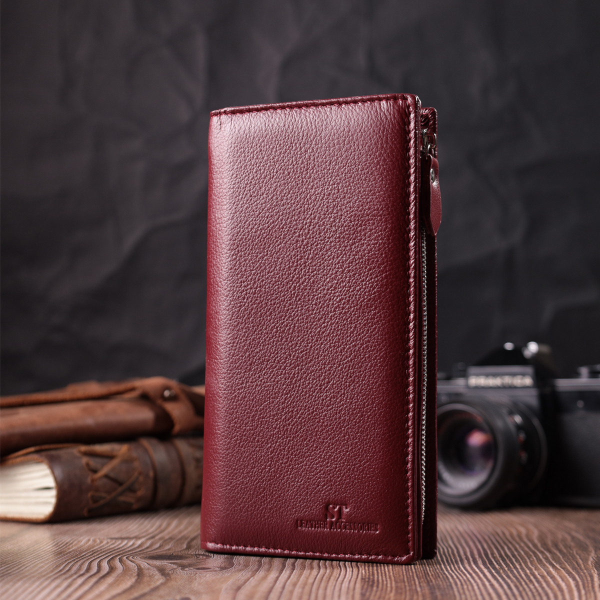 Кошелек женский кожаный St Leather 22680 бордовый фото13