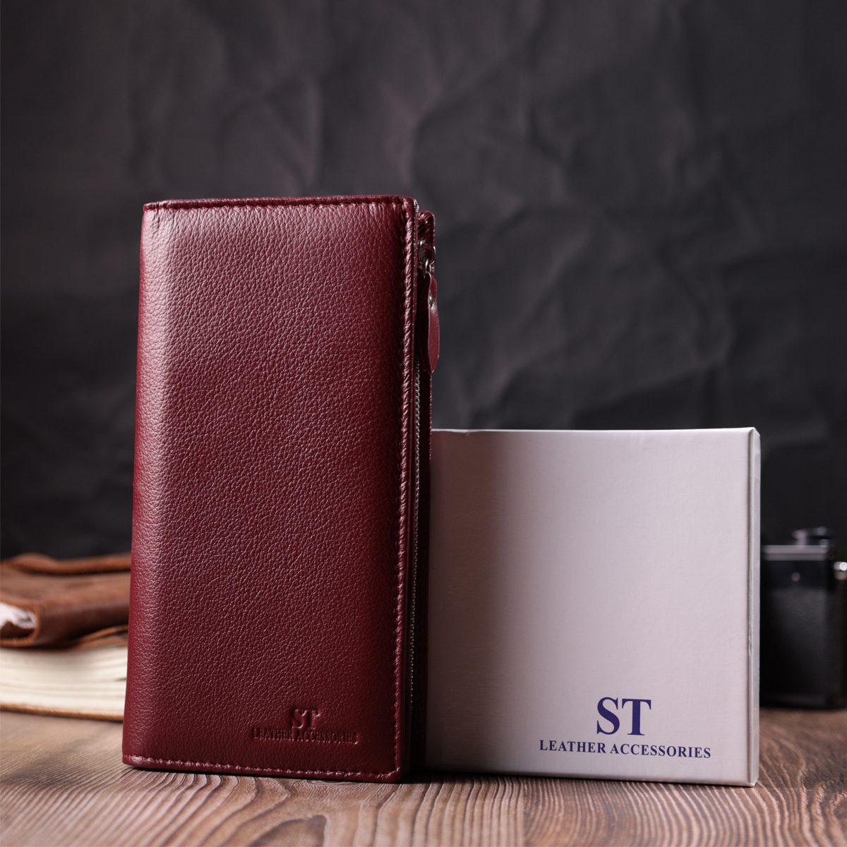 Кошелек женский кожаный St Leather 22680 бордовый фото15