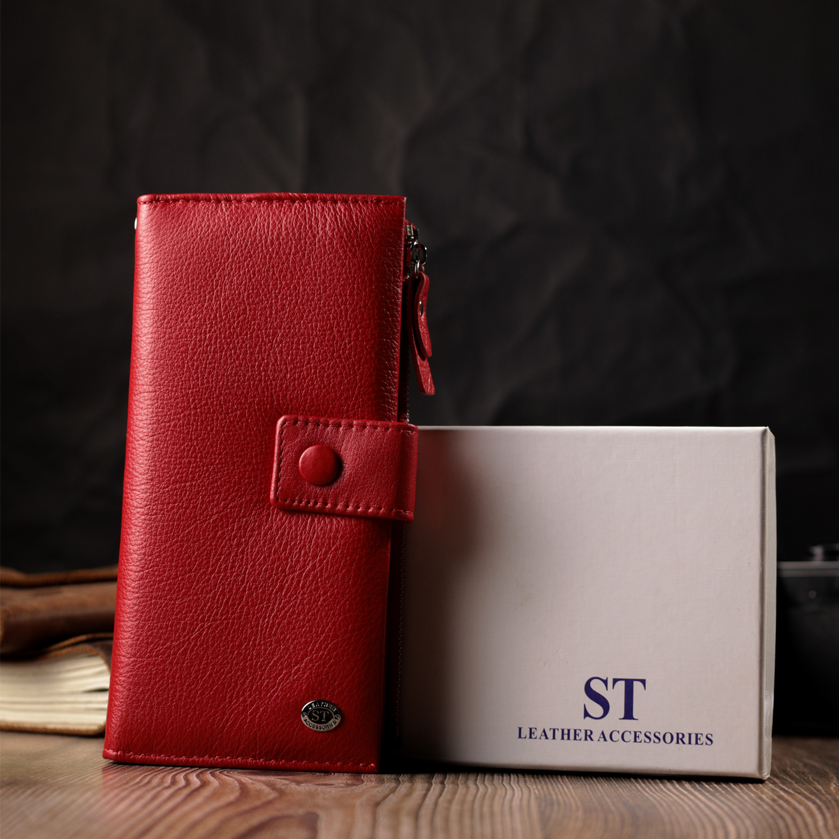 Кошелек женский кожаный St Leather 22683 красный фото11