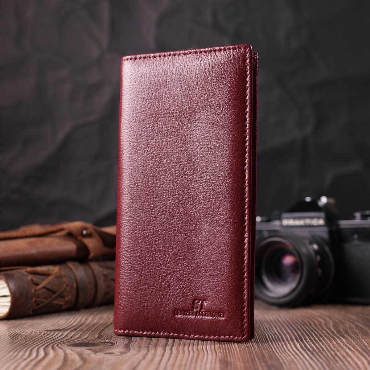 Кошелек женский кожаный St Leather 22688 бордовый фото13