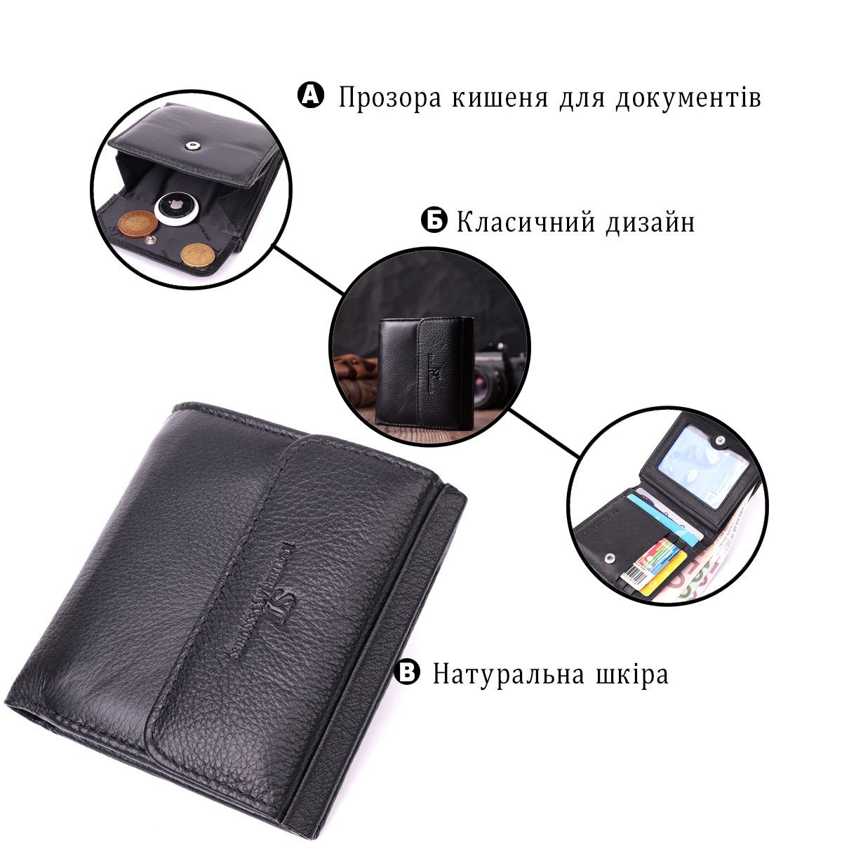 Кошелек женский кожаный St Leather 22689 черный фото4