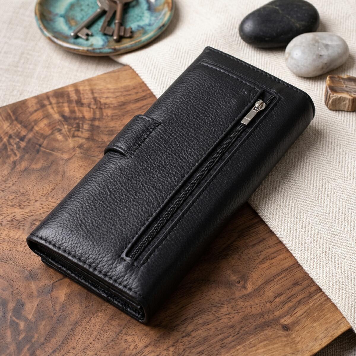 Гаманець жіночий шкіряний St Leather 22695 чорний фото2
