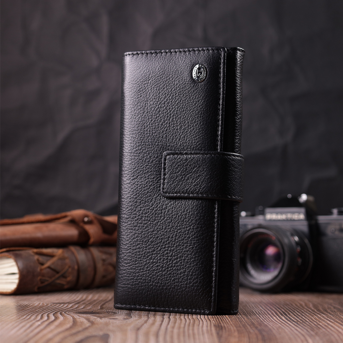 Гаманець жіночий шкіряний St Leather 22695 чорний фото12