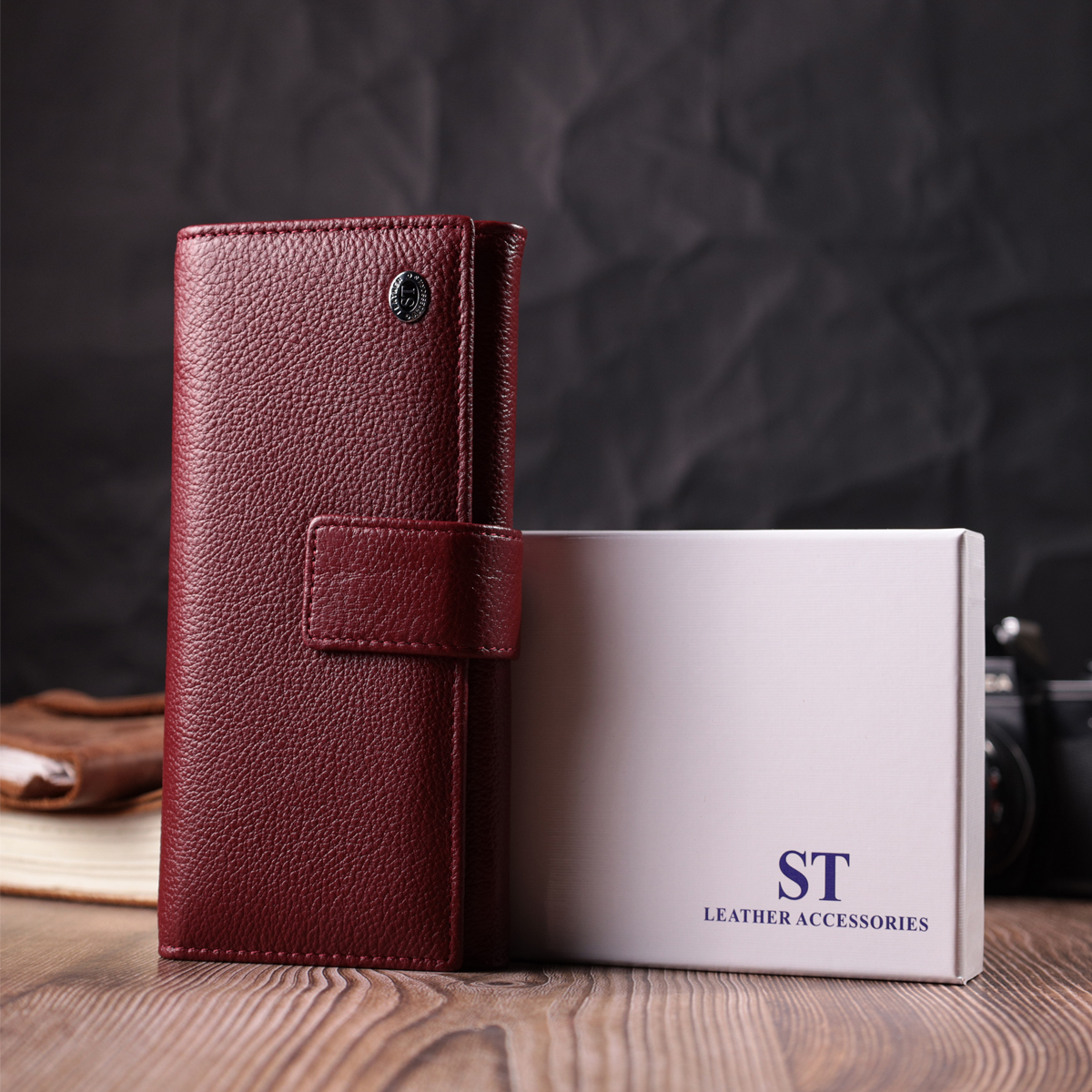 Гаманець жіночий шкіряний St Leather 22697 бордовий фото11