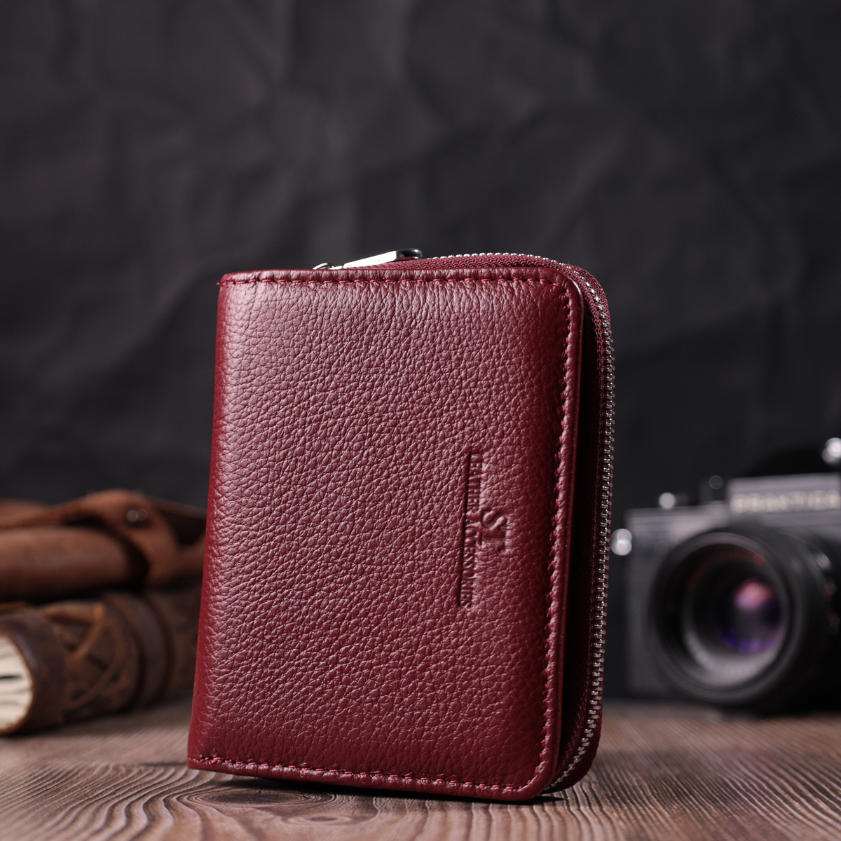 Гаманець жіночий шкіряний St Leather 22698 бордовий фото9