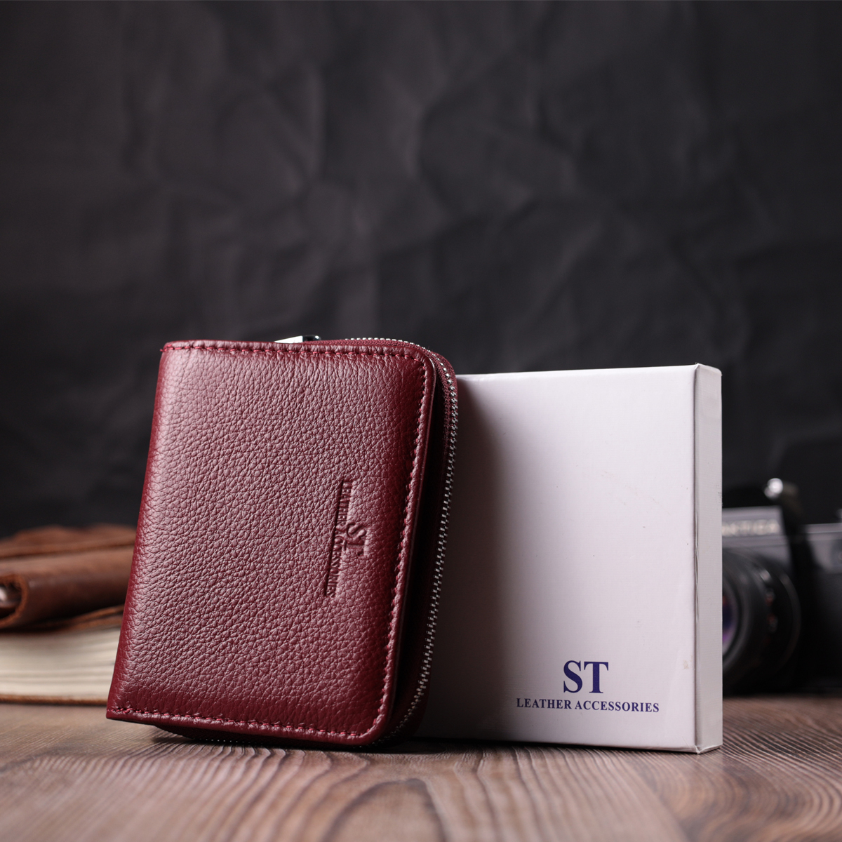 Гаманець жіночий шкіряний St Leather 22698 бордовий фото11
