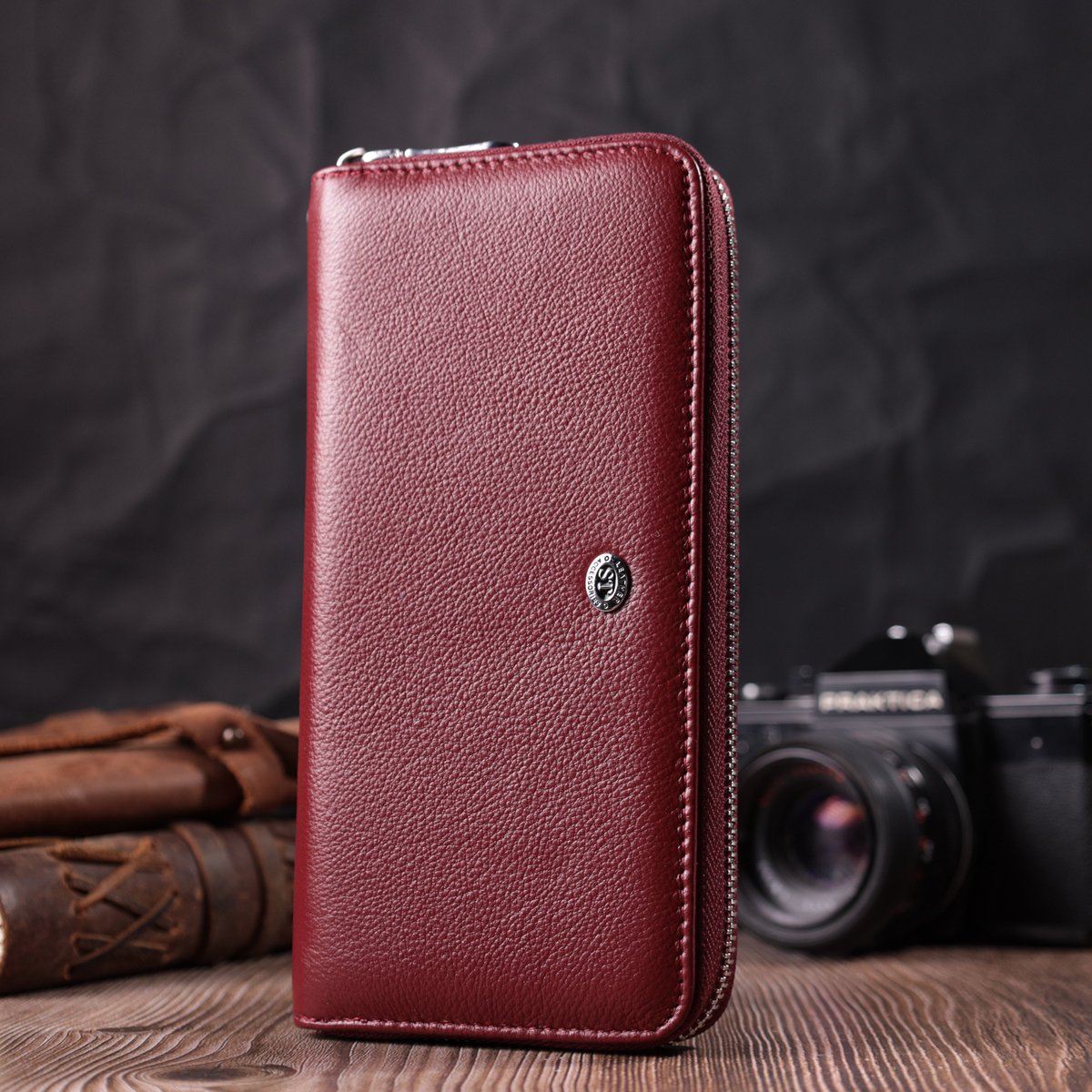 Кошелек женский кожаный St Leather 22704 бордовый фото8