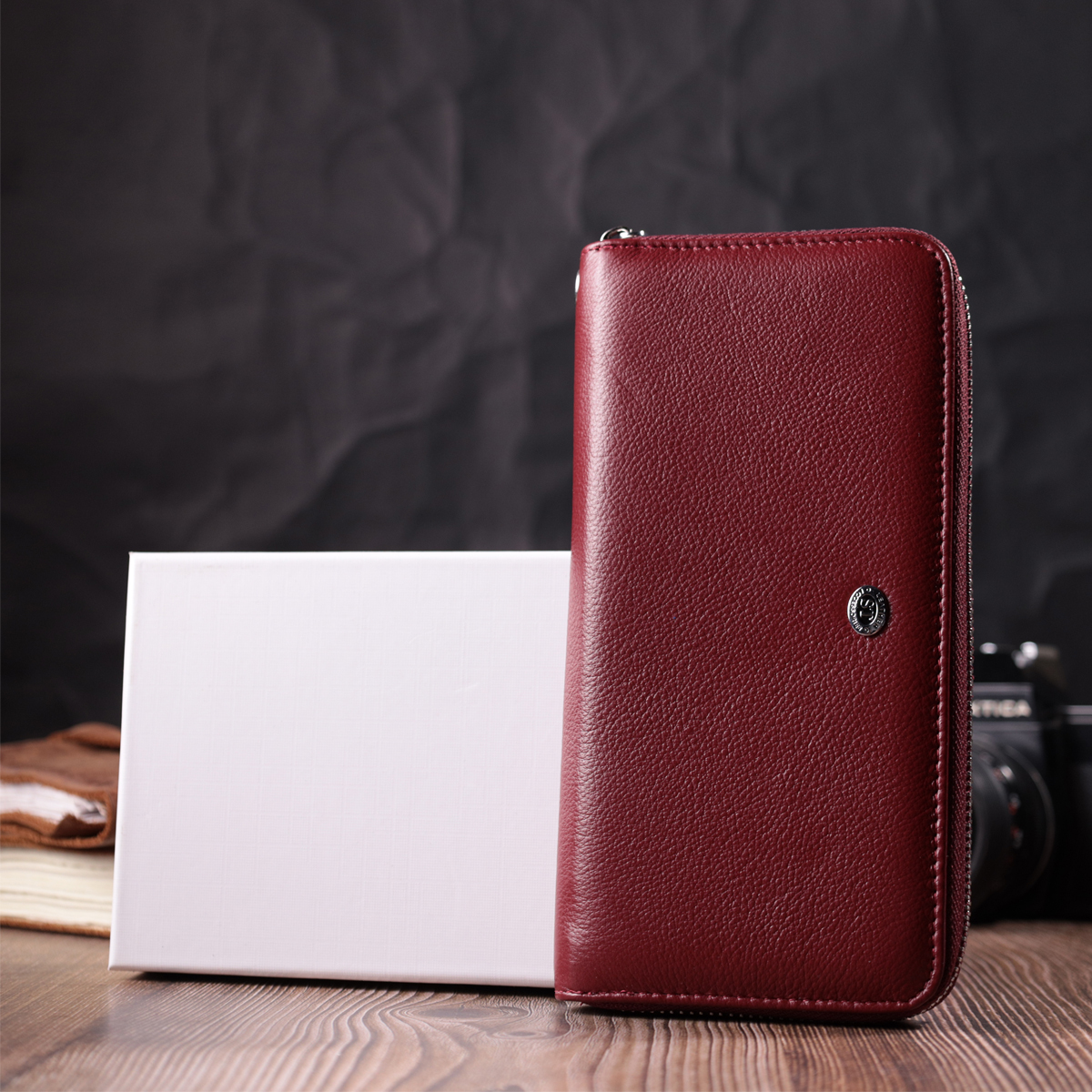 Кошелек женский кожаный St Leather 22704 бордовый фото10