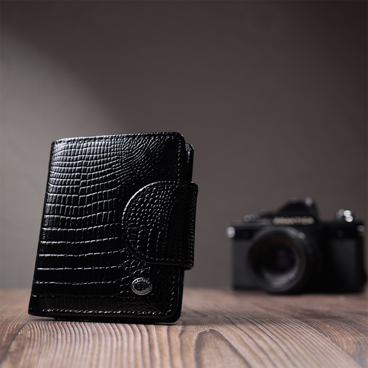 Гаманець жіночий шкіряний St Leather 22741 чорний фото12