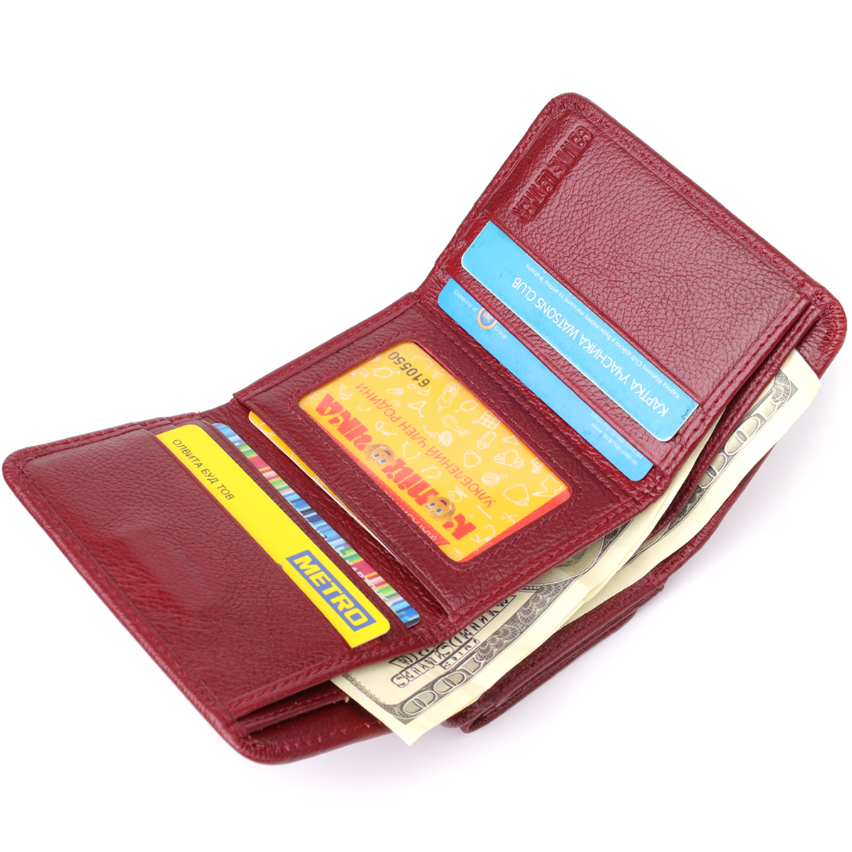 Кошелек женский кожаный St Leather 23073 бордовый фото11