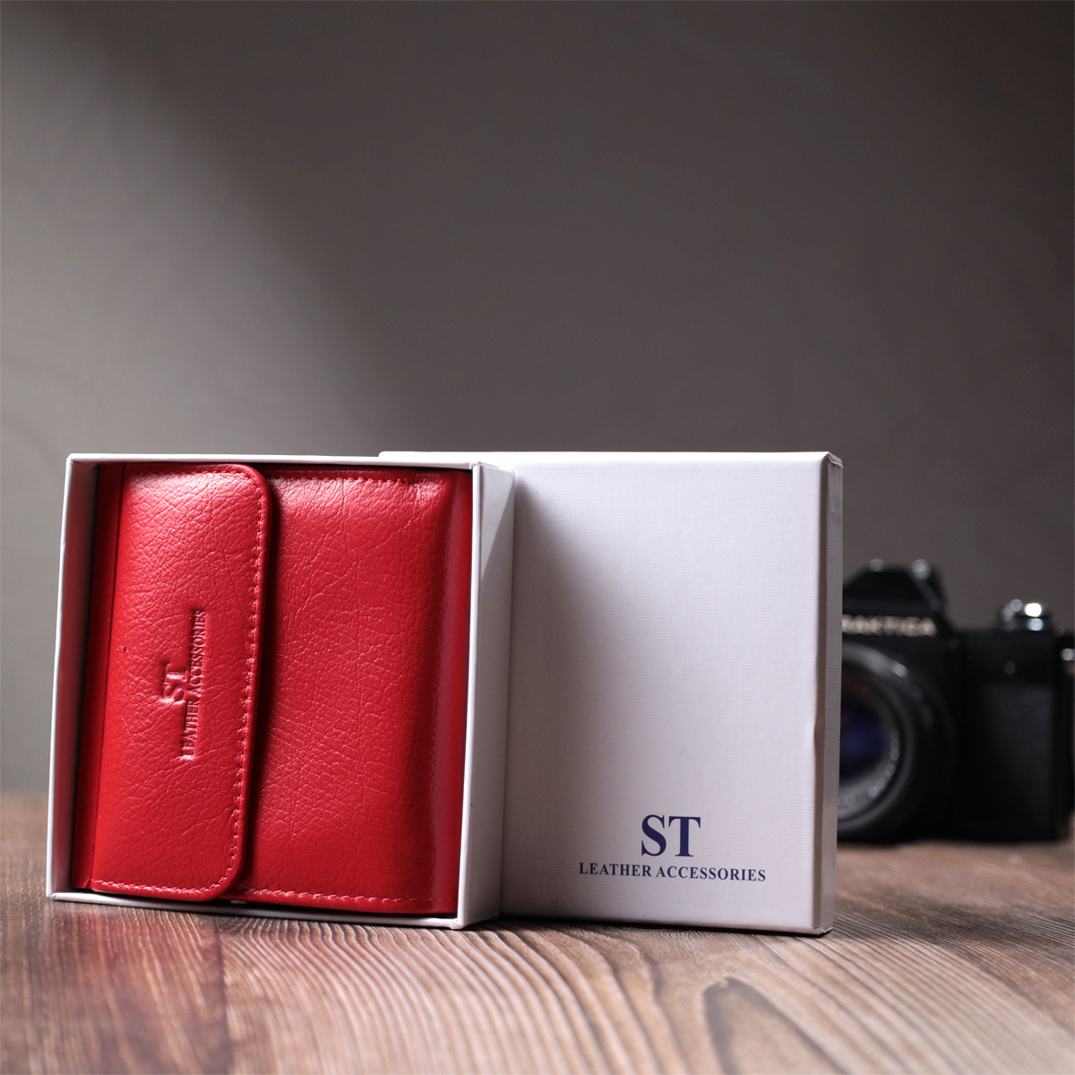 Кошелек женский кожаный St Leather 22888 красный фото15