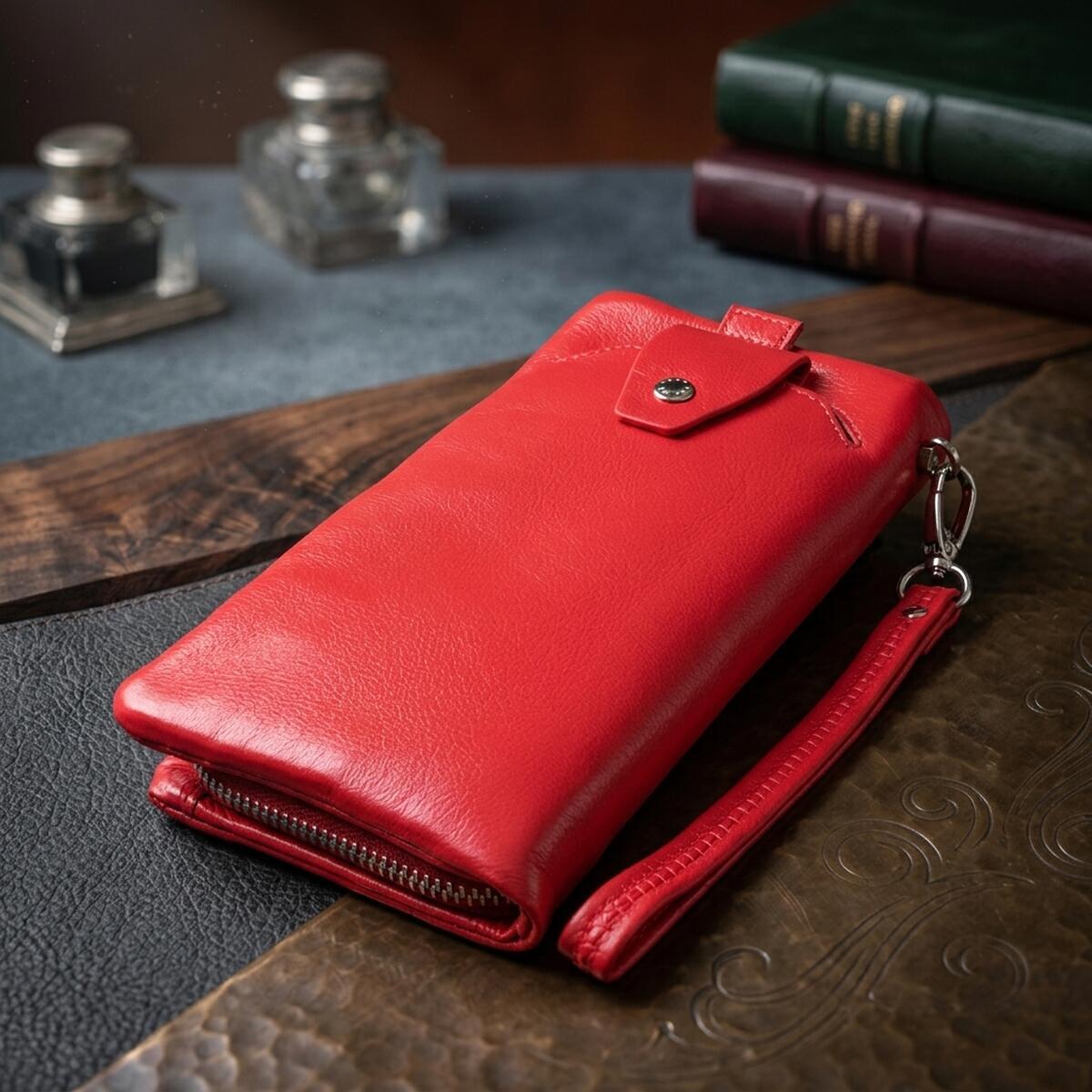 Кошелек женский кожаный St Leather 23100 красный фото4