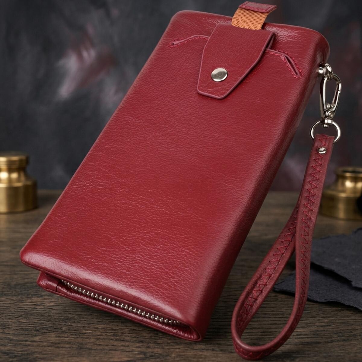 Кошелек женский кожаный St Leather 23102 бордовый фото3