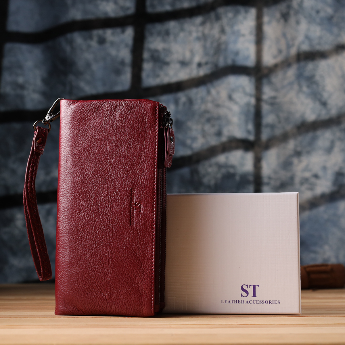 Кошелек женский кожаный St Leather 23108 бордовый фото11