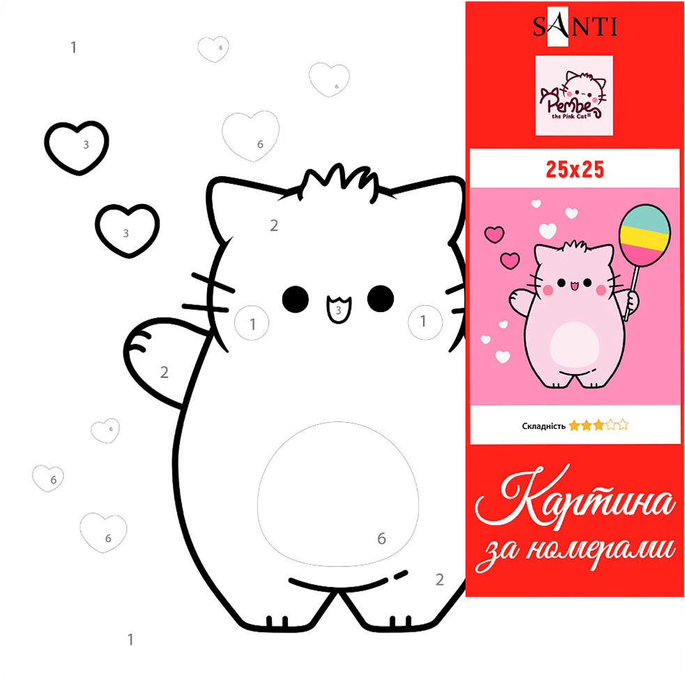 Картина по номерам Santi Pembe the Cat. Balloon 25х25 см фото2
