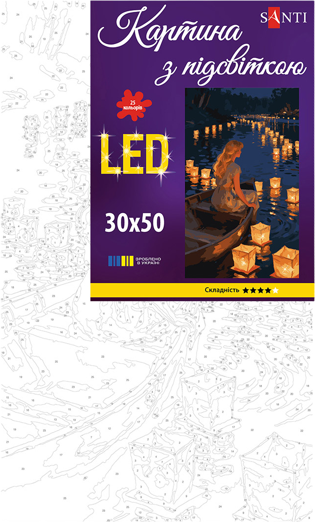 Картина по номерам Santi Девушка и фонарики грёз 30x50см LED подсветка фото
