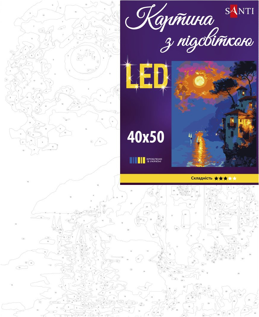 Картина по номерам Santi Закат на побережье 40х50 см LED подсветка фото