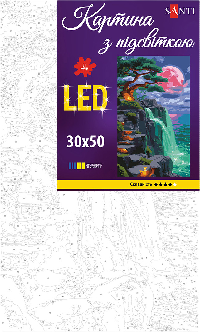 Картина по номерам Santi Розовая луна 30х50см LED подсветка фото