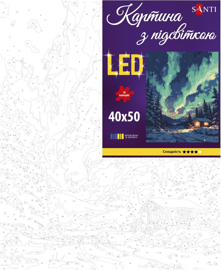 Картина по номерам Santi Северное сияние 40х50 см LED подсветка фото