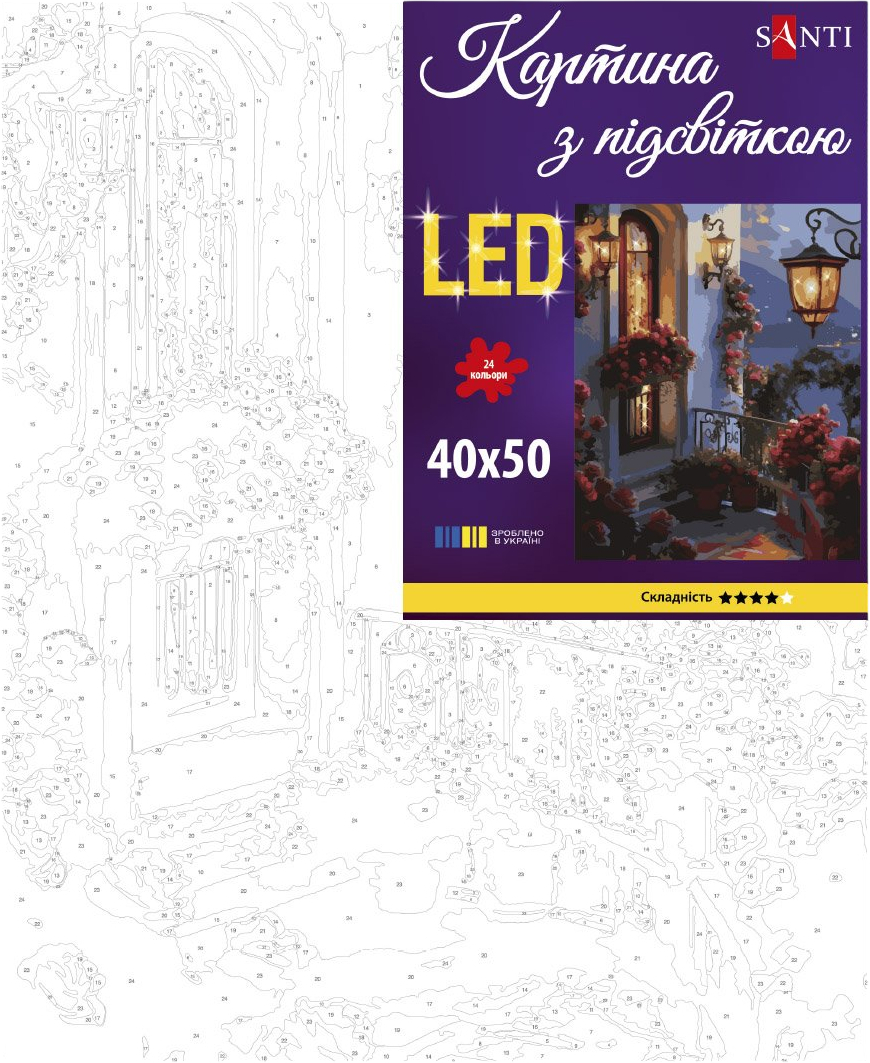 Картина по номерам Santi Цветы на балконе 40х50 см LED подсветка фото