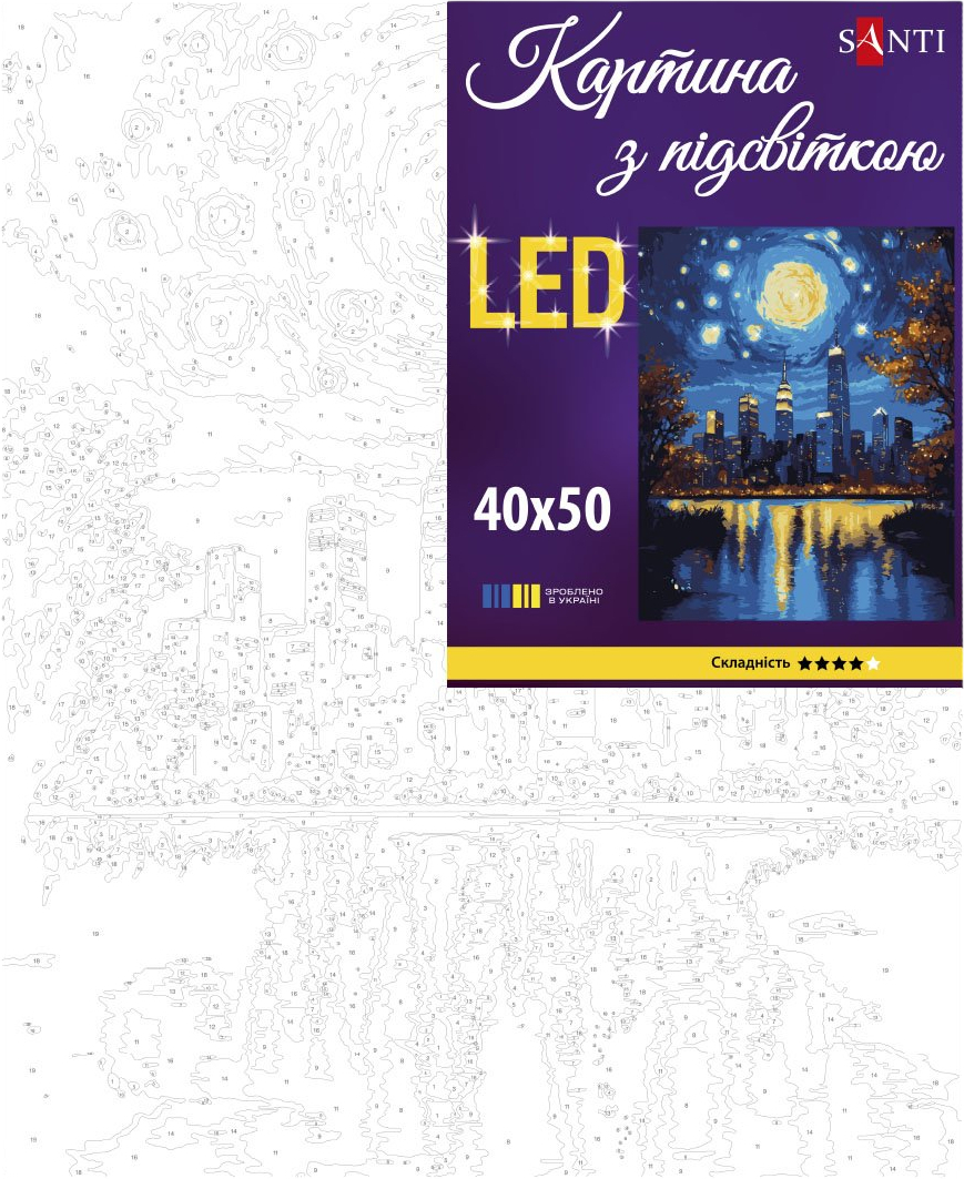 Картина по номерам Santi Чарующий город 40х50 см LED подсветка фото