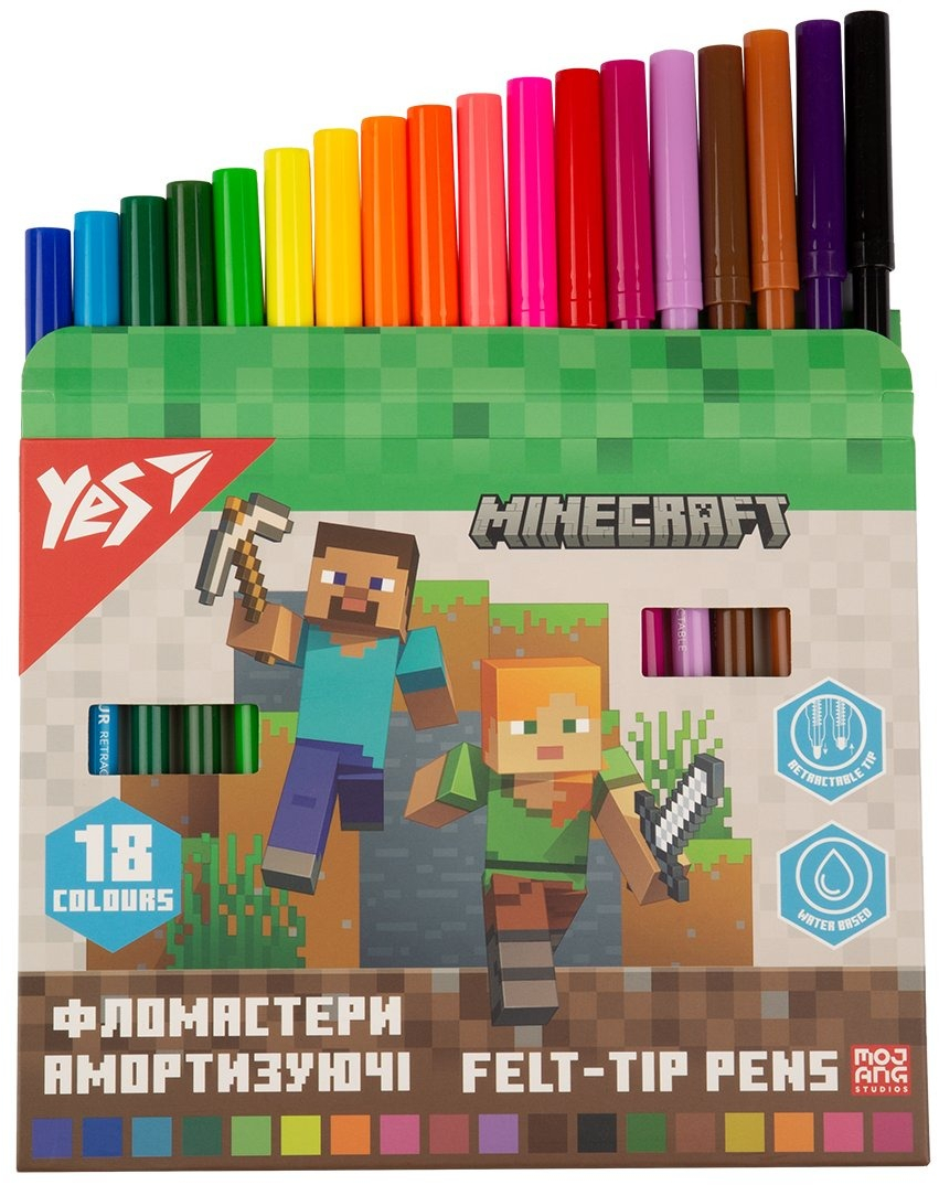 Фломастеры Yes Minecraft амортизирующие 18 цветов фото2