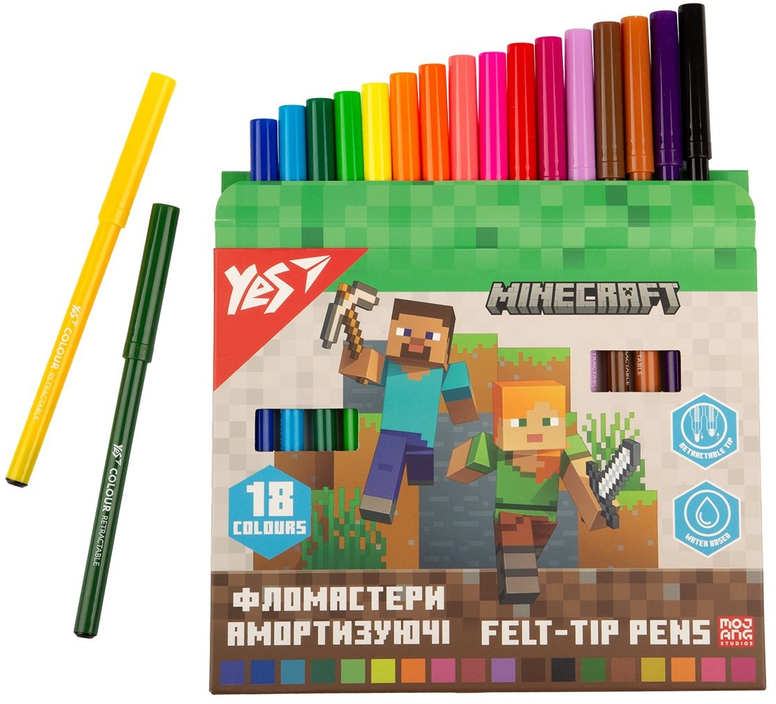 Фломастеры Yes Minecraft амортизирующие 18 цветов фото3