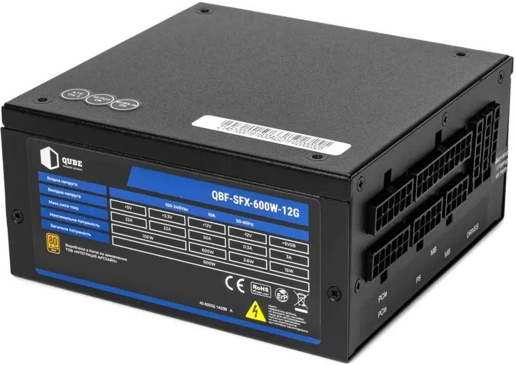 Блок живлення QUBE 600W 80+ Gold (QBF-SFX-600W-12G Bulk) фото