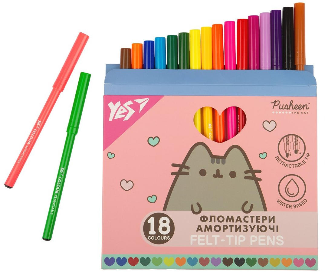 Фломастеры Yes Pusheen амортизирующие 18 цветов фото3