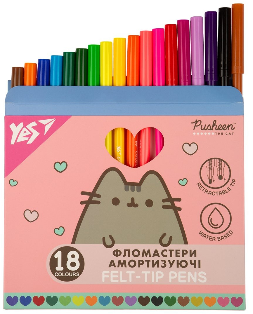 Фломастеры Yes Pusheen амортизирующие 18 цветов фото2